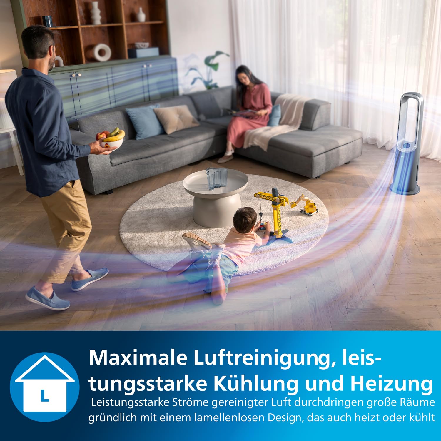 Philips Air Performer 3-in-1: Luftreiniger, Heiz- und KŸhlgeblŠse - Reinigt 70 m?, Entfernt 99,97% der Allergene und Schadstoffe. HEPA-Filter, Intelligente Sensoren, Alexa, App. (AMF870/15) 7