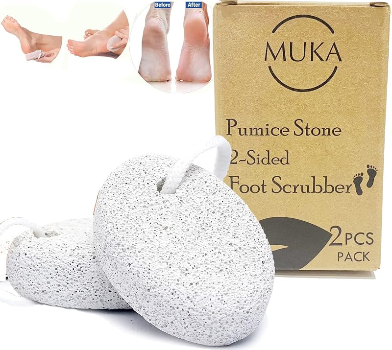 MUKA 2PCS Pumice Stone for Feet Natural Lava Stone for Hard Skin Calluses