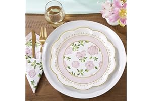 Kate Aspen 28310PK Tea Time Whimsy Paper Plates, Wedding/Party Disposable Dinnerware, Pink