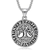Viking Tree of Life Pendant Necklace for Men Women, Family Tree Jewelry Celtic Knot World Tree Necklace Nordic Myth Necklace, 60cm Chain Tree of Life Charm Christmas Jewelry Gift for Women Men Mother
