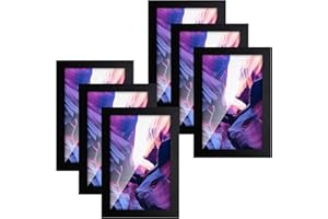 TWING Picture Frames 4x6 Set of 6, Photo Collage Frame for Wall Decor Mounting or Table Display Black Composite Wood