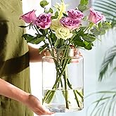 KOIUEYW Clear Vases for Centerpieces, 9 Inch Large Glass Vase for Bouquet, Glasses Home Decor Modern Jarrones Decorativos for