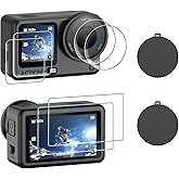 AMAZEAR Lens Screen Protector for DJI Osmo Action 6 Accessories, 2 Sets Action6 Tempered Glass Screen Cover with Silicone Len