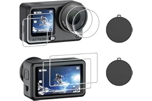 AMAZEAR Lens Screen Protector for DJI Osmo Action 6 Accessories, 2 Sets Action6 Tempered Glass Screen Cover with Silicone Len
