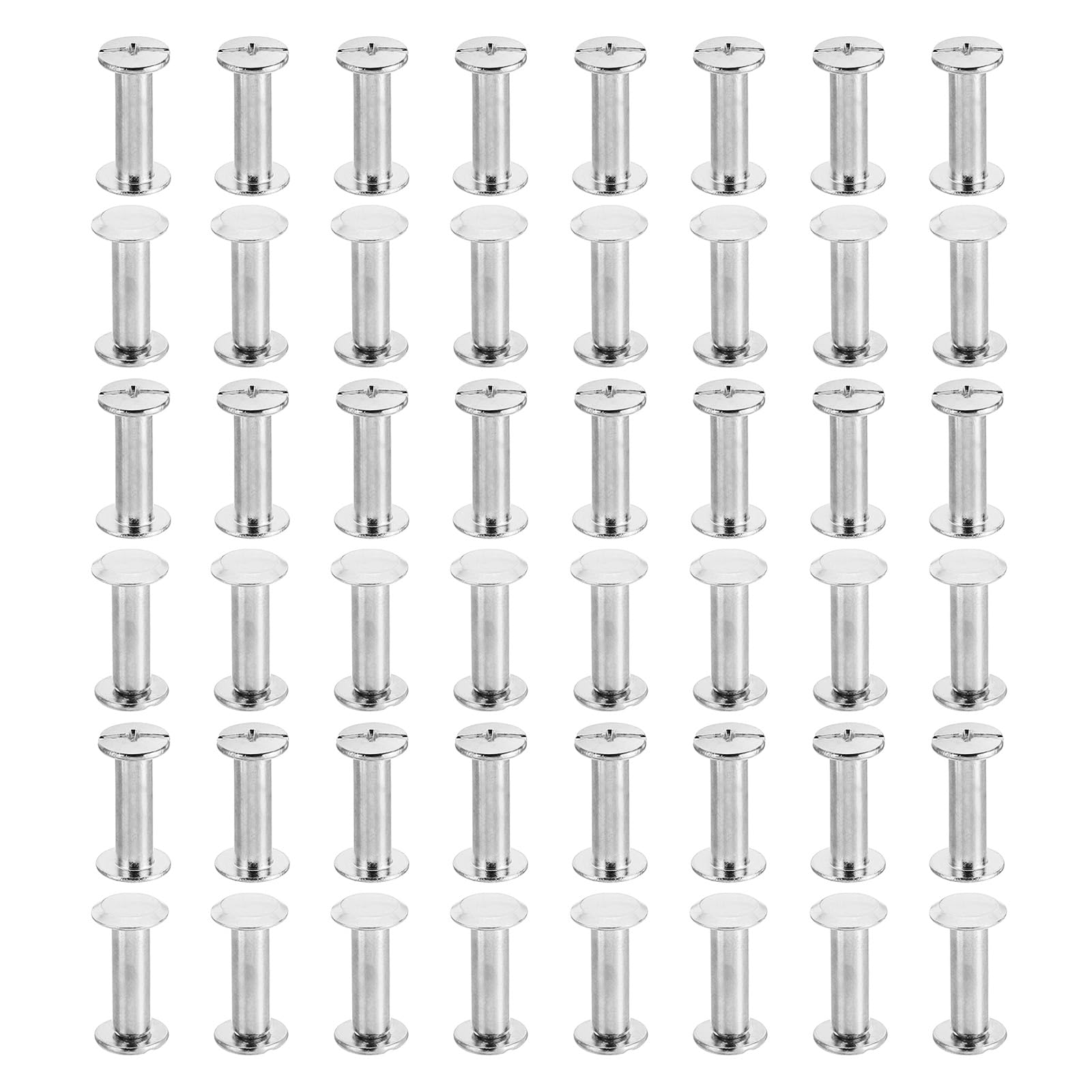 PATIKIL M5x18mm Chicago Screws, 50 Sets Chicago Screws Phillips Binding Post Screw Bolts Leather Rivets Brass Fasteners Connectors Steel for Leather Belt Scrapbook Photo Albums, Silvery