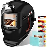 TRQWH Welding Helmet with Light True Color Auto Darkening Welding Helmets for Men Solar Powered Welding Hood with 2 Arc Sensor Wide Shade 4/9-13 for TIG MIG ARC Cool Welder Mask