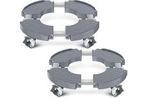 sanyi Plant Caddy with Wheels, 2 Pack Adjustable 15-21 Inch Rolling Planter Base Indoor Outdoor Large Plant Rollers Cart Dolly with Casters for Flower Pot Garden Tree Pot Holder Mover