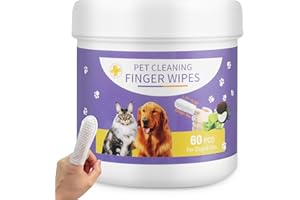 Dog Teeth Cleaning Wipes, 60 Pcs Pet Dental Cleaning Finger Wipes Tooth Brushing Kit for Dogs Cats Plaque Tartar Remove, Dog 