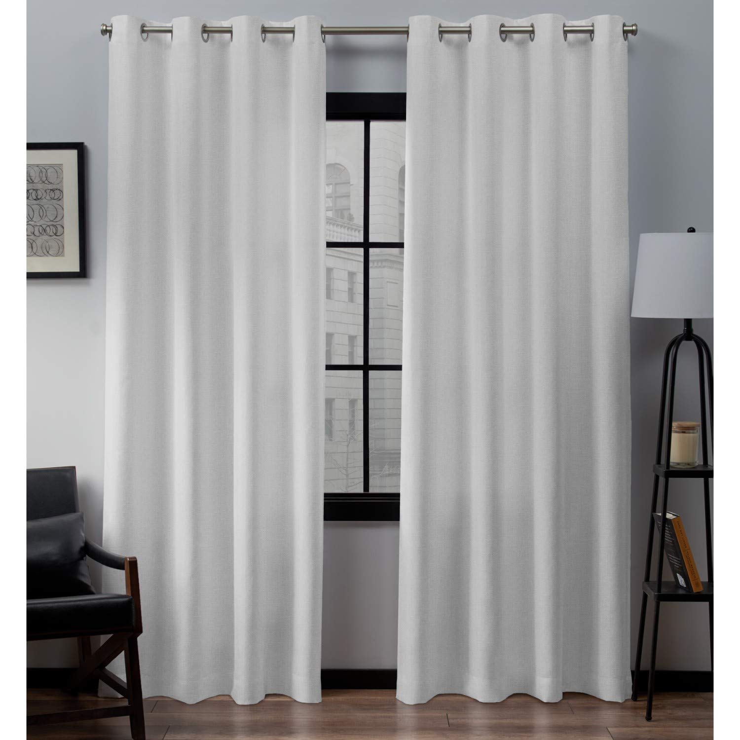 Photo 1 of Exclusive Home Loha Linen Grommet Top Curtain Panel Pair, 54"x96", Winter White