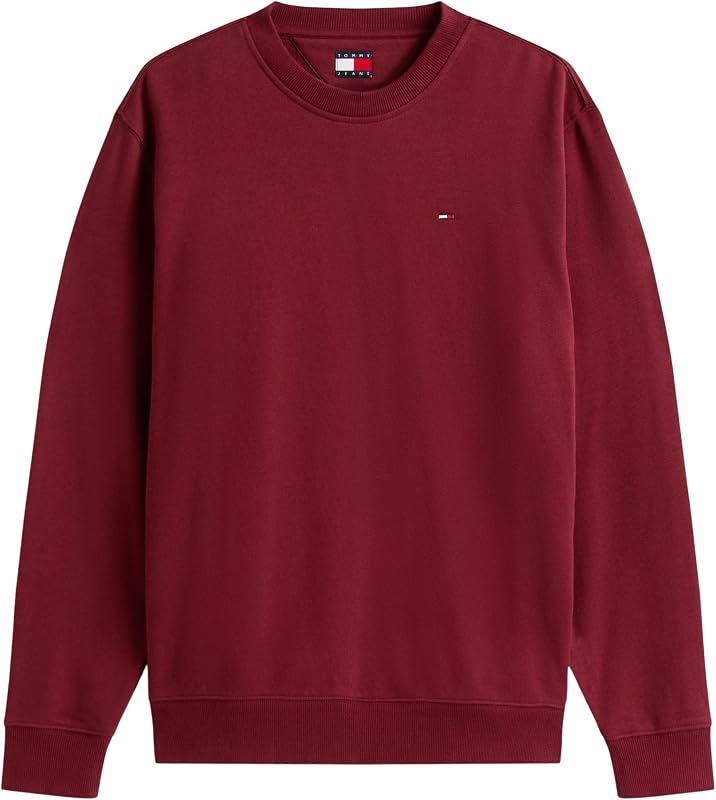 Herren Sweatshirt Regular Fit Flag Fleece Rundhalsausschnitt, Rot (Red Wine), XS