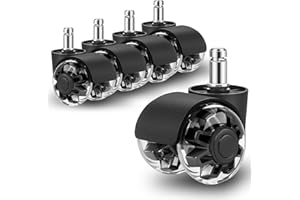 AMTAKE Office Chair Caster Wheels (Set of 5)-Replacement for All Hardwood and Carpet Floors,Heavy Duty Roller Style Computer Desk Gaming Chair Casters,Universal Caster Wheels Size(11x22 mm) Black