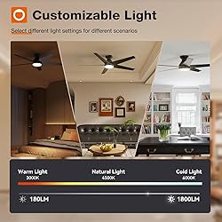addlon Ceiling Fans with Lights, 52 inch Low