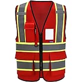 AYKRM 11 color High Vis Reflective Safety Vest for Women Men Pocket Zipper ANSI/ISEA Standard