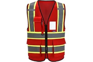 AYKRM 11 color High Vis Reflective Safety Vest for Women Men Security Pocket Zipper