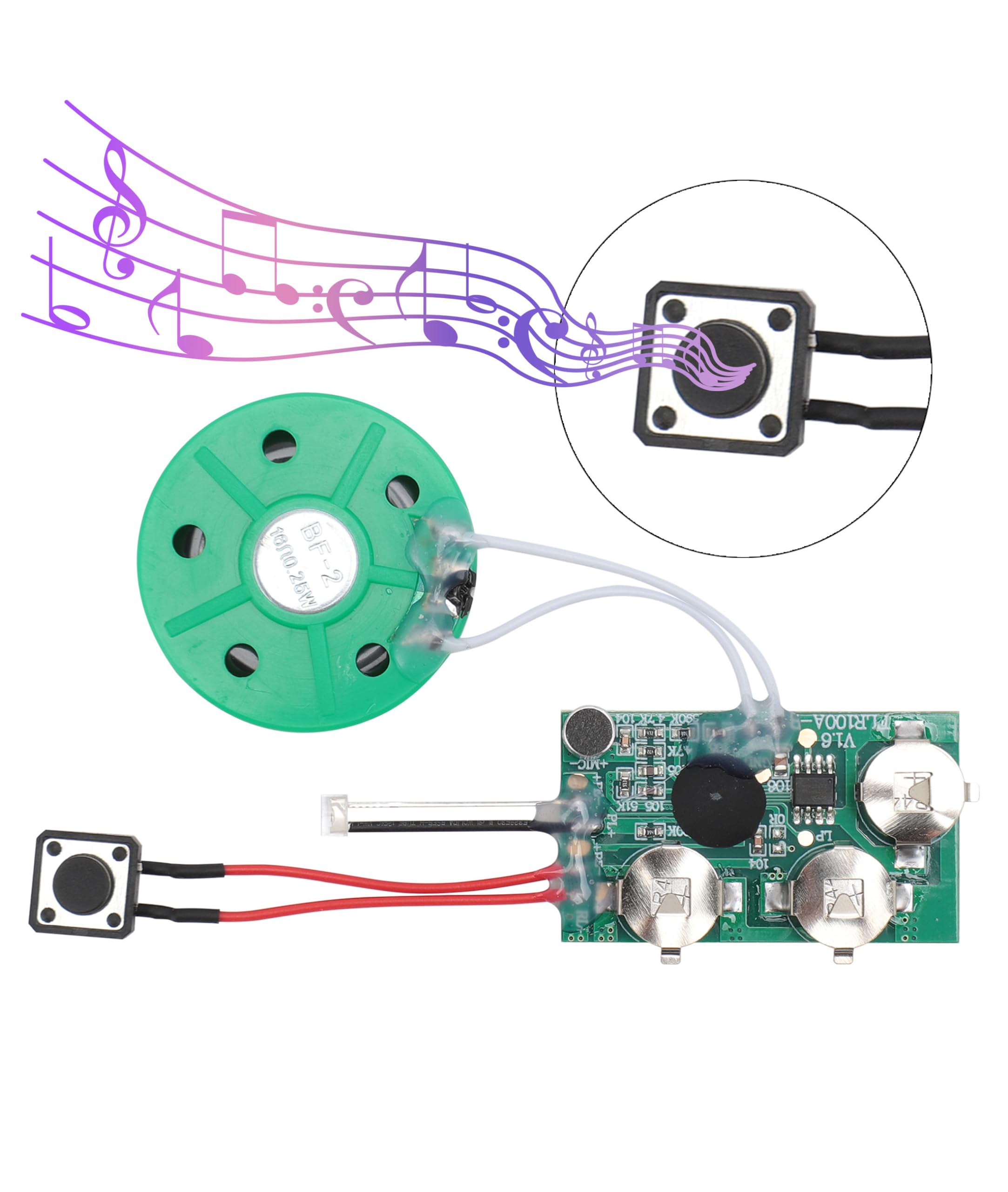 Recordable Voice Module, 4mins DIY Recordable Greeting Card Module Music Sound Talk Chip Musical Audio Radio Recorder for Greeting Card.(Single Play)