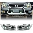 HECASA Bumper Fog Light w/Bulb Compatible with 2003-2009 LEXUS GX470 without sport package Replacement for 81221-60080 81211-60160 LX2593105 LX2592105 Halogen Front Pair Driving Lamp Left Right