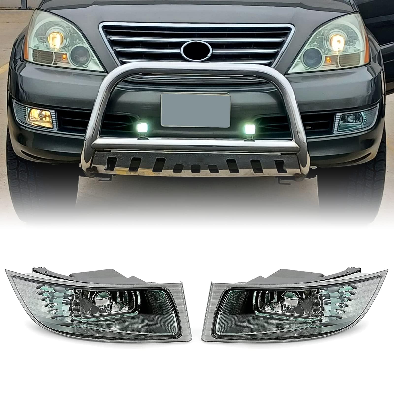 Photo 1 of 1 pcs HECASA Bumper Fog Light w/Bulb Compatible with 2003-2009 LEXUS GX470 without sport package Replacement for 81221-60080 81211-60160 LX2593105 LX2592105 Halogen Front Pair Driving Lamp Left Right1062674539
