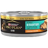 Purina Pro Plan Puppy Starter Mousse Wet Dog Food, (24) 5.5 oz Cans | Chicken Entree, for nursing mothers and young puppies up to 2 months old, ultra soft texture encourages eating