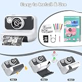 Hangrui Kids Camera Instant Print 2.4" 1080P 32GB Card 3 Rolls Paper White view 5