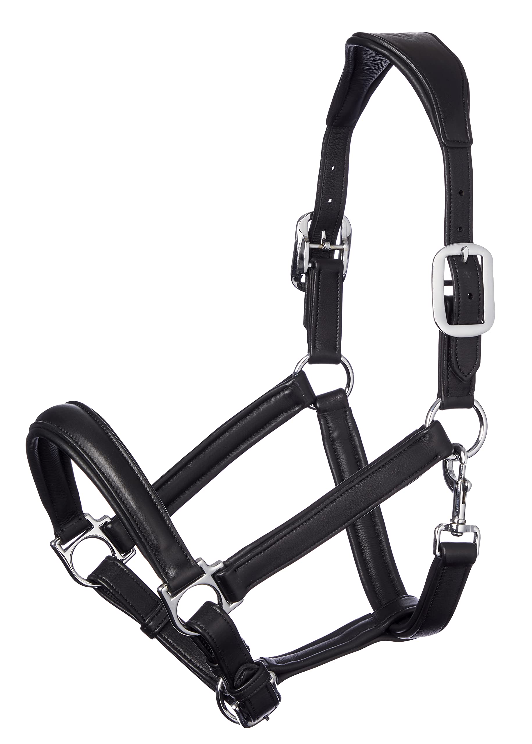 LeMieux Anatomic Headcollar for Horses in Black - Padded Leather & Metal Fittings - Adjustable - Cob