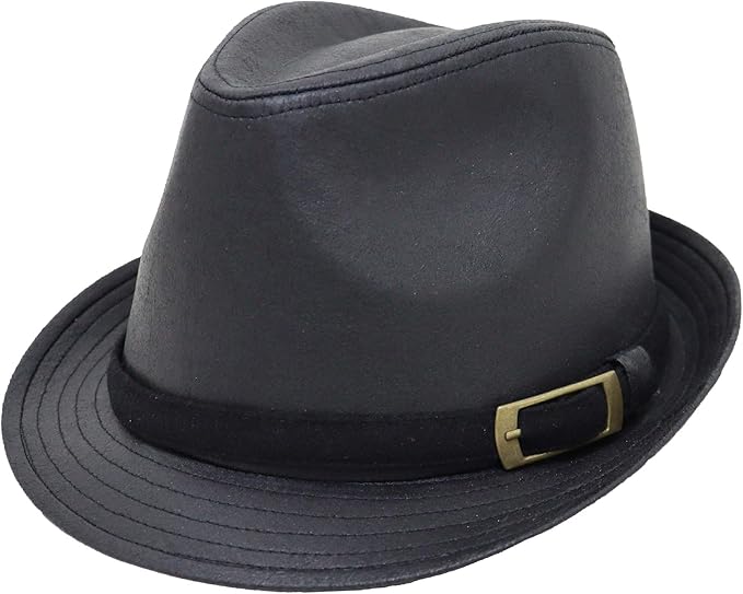 Amazon 中折れハット クラック合皮 メンズ ブラック 大きいサイズ帽子約65cm ハット 通販
