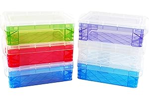Advantus Crafts Storage Studios Super Stacker 6-Pack of Crayon Box 1.5 x 3.5 x 4.75 inches; Set Comes in Random Color Combinations of Blue, Clear, Green, Purple or Red (Colors Will Vary from Image)
