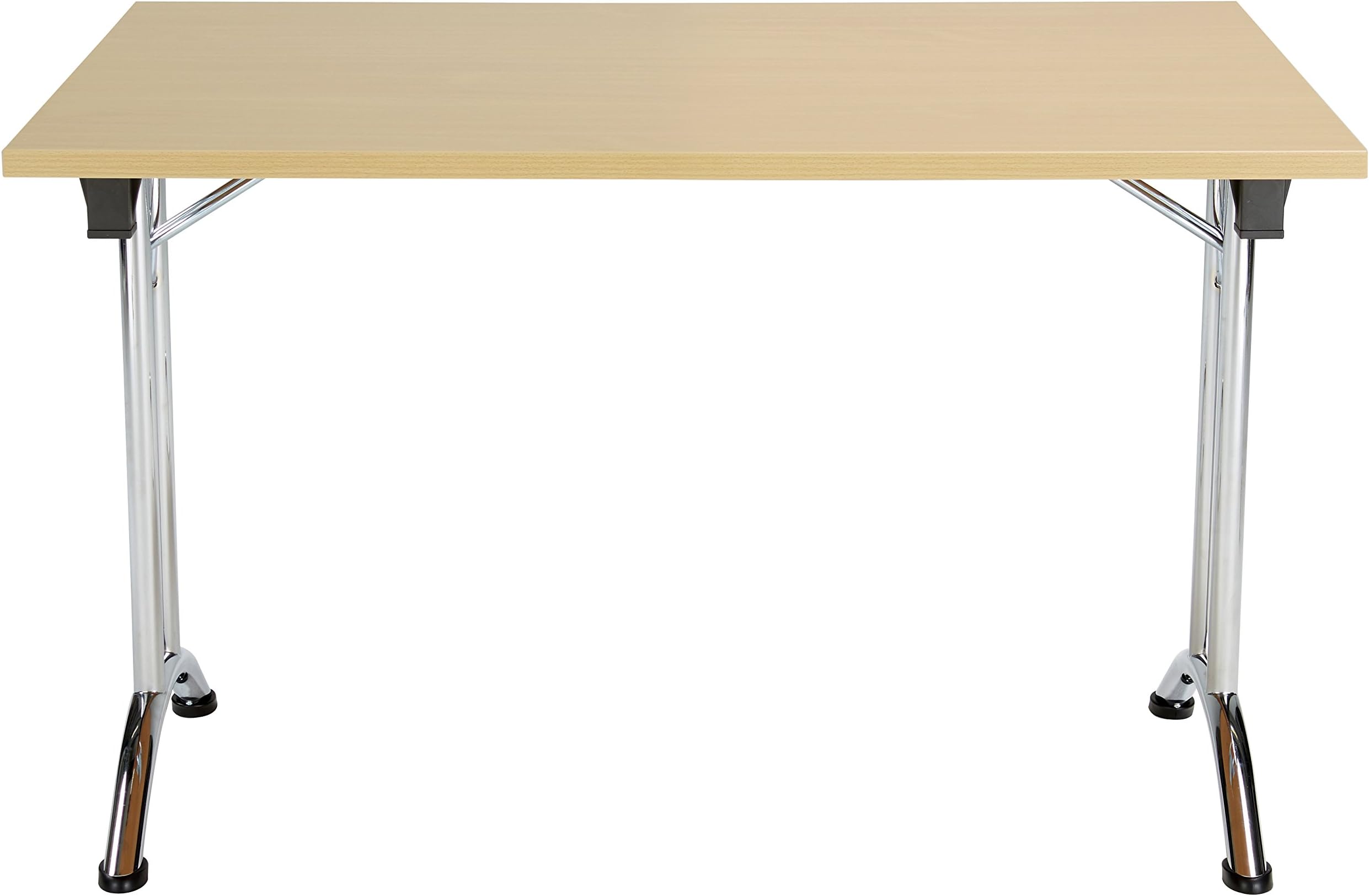 Office Hippo Union Folding Meeting Table, Rectangular, 120 cm x 70 cm - Oak/Chrome