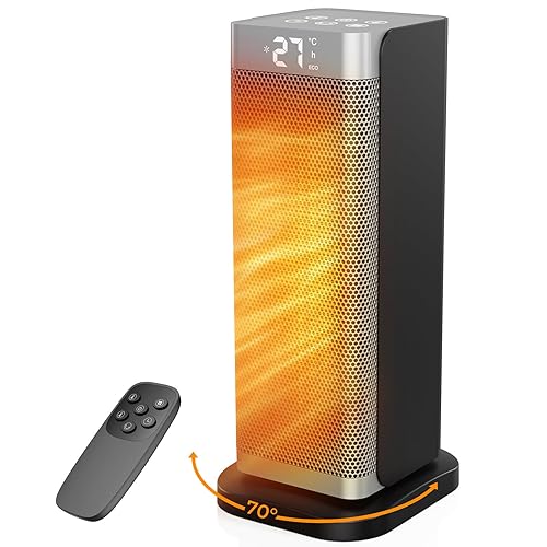 Electric Heater - 2000W Portable Fan Heater with 3 Modes, Low Noise Small Room Space heater with Thermostat, Remote, PTC Ceramic Heaters with 70°Oscillation, 12H Timer, Overheat & Tip-Over Protection