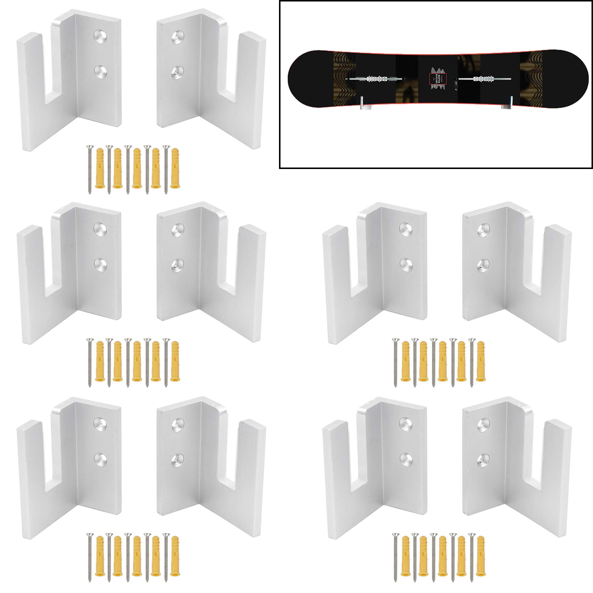 YYST Snowboard Wall Mount - Rack Hanger for Snowboards & Longboards (5)