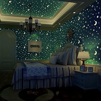 Luminous Wallpaper Glow Effect Night Sky Star Moon Snow Stick And