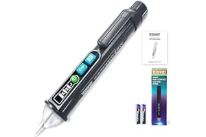 LETONNEY Voltage Tester, Non Contact AC Voltage Tester Pen, Wire Breakpoint Finder, Dual Range 12V-1000V/48V-1000V, Buzzer Flashing LED Alarm, Flashlight (Grey)