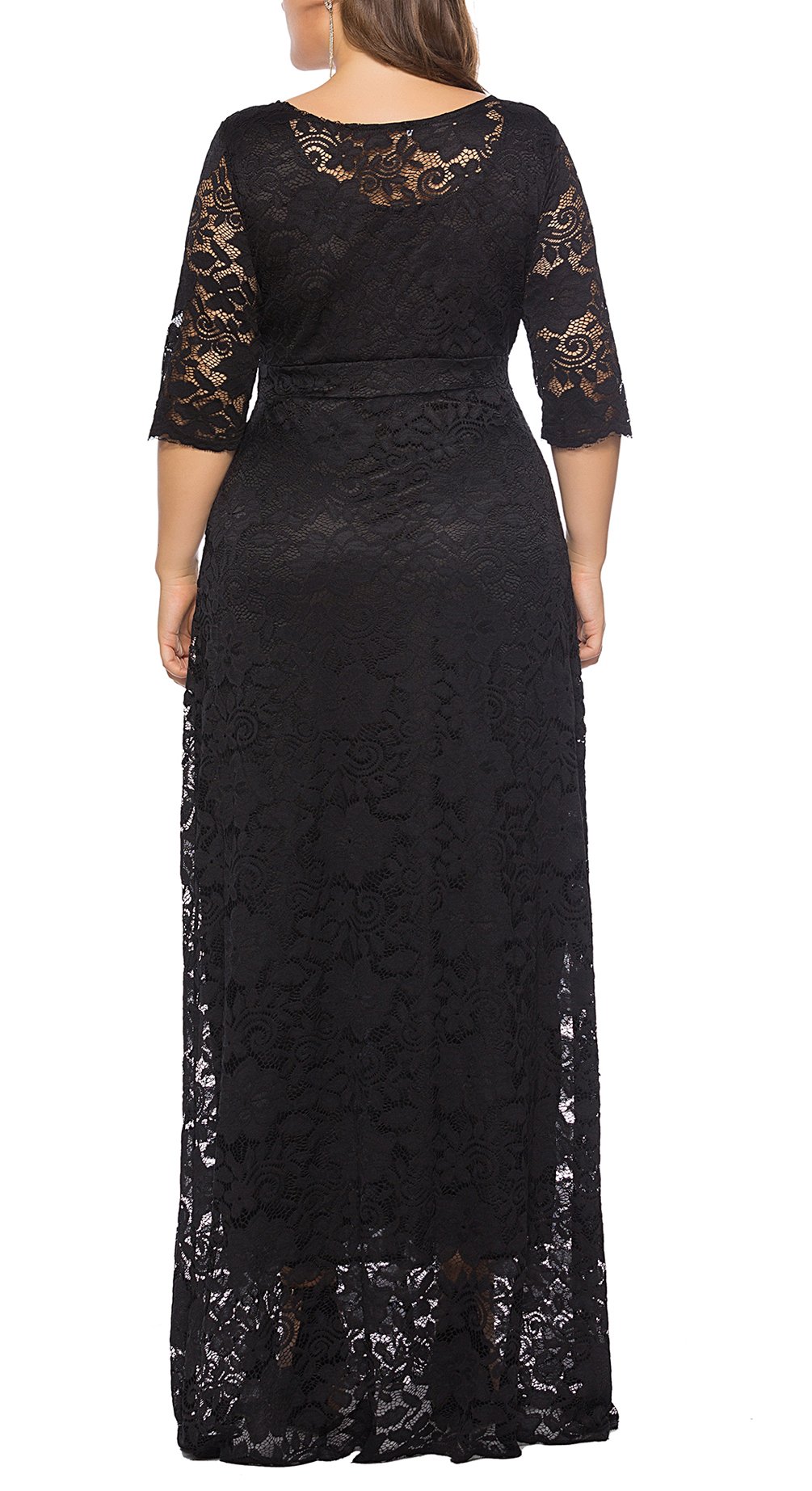 Eternatastic Womens Floral Lace 2/3 Sleeves Maxi Dress Plus Size
