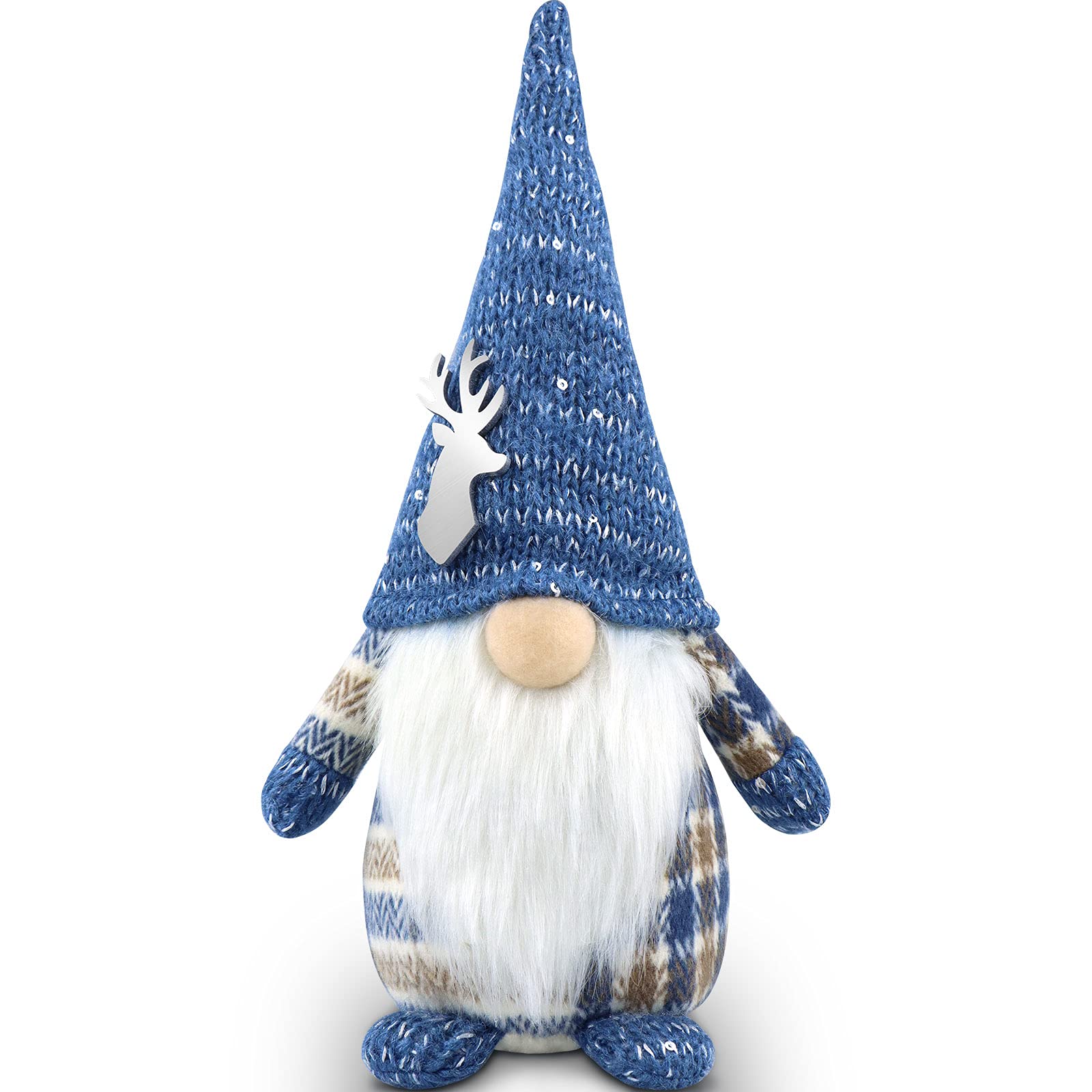 Gehydy Christmas Gonk Decorations Handmade Gnomes Holiday Figurines Scandinavian Tomte Xmas Decor for Home Kitchen Farmhouse - Blue
