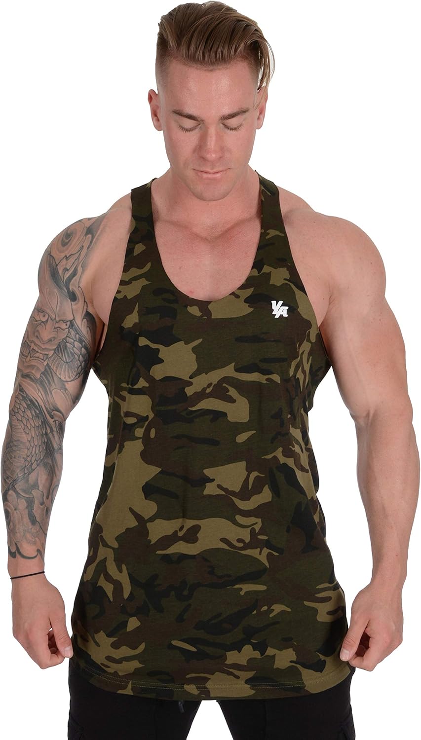 YoungLA Stringer Tank Tops Men with Raw Edges Cut Scissors Trends 318: Clothing
