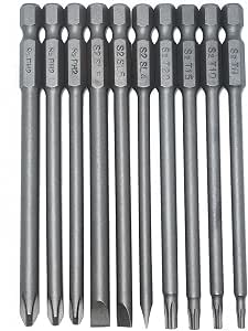 SIENTTO Phillips Bits PH2 #2 – 10 Stück, 100 Mm Lang, 1/4 Zoll Sechskant, Magnetisch, S2-Stahl