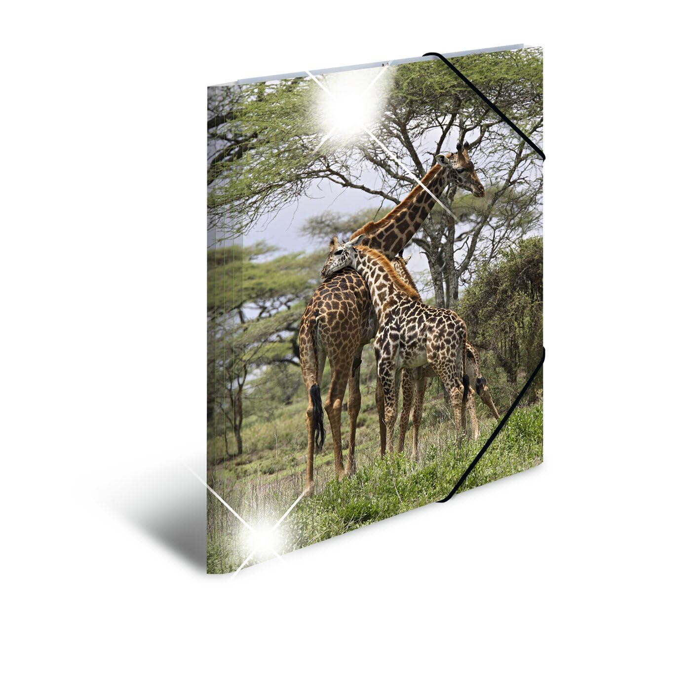 HERMA Elastic Folder Animals with Giraffe Motif, A3, Glossy Plastic, with Inner Print, 1 Span Folder