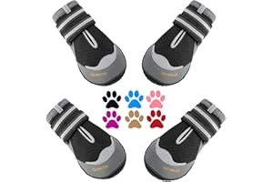 QUMY 4PCS Dog Boots for Large Dogs, Medium Dog Shoes & Paw Protectors for Hot Pavement, Summer Heat Protection, Mesh Breathable Nonslip Dog Booties for Hardfloors, Walking Running Hiking Black Size 7