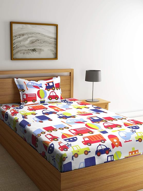 Chic Home Kids 180 TC Cotton Single Bed Sheet with One Pillow Covers