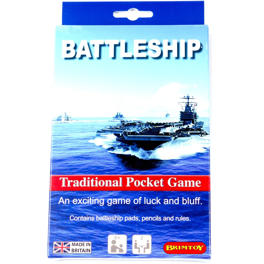 Brimtoy Battleship a Game of Strategy, Bluff and Luck - Supplied with 2 Pads, Pencil and Instructions - Family Game - Ideal for Travel - Unisex - Age 8+ for Two Players