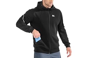 BROKIG Mens Stealth Zip Up Gym Hoodies,Full-Zip Workout Running Jacket Warm Casual Light Hooded Sweatshirts with Pockets