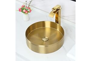 Davivy 15.7" Stainless Steel Gold Vessel Sink With Pop Up Drain, Luxury Bathroom Sink Above Counter for Bathrooms