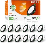 ALUSSO 5W LED Downlight 350LM Dimmable 3000K 4000K 6500K IP44 12 Pack