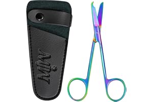 MJW Stainless Steel Suture Stitch Scissors with Multicolor/Rainbow Titanium Coating - Precision Trimming Scissors for Embroidery, Cross-Stitch, Quilting, Sewing, DIY Crafts Enthusiasts and More