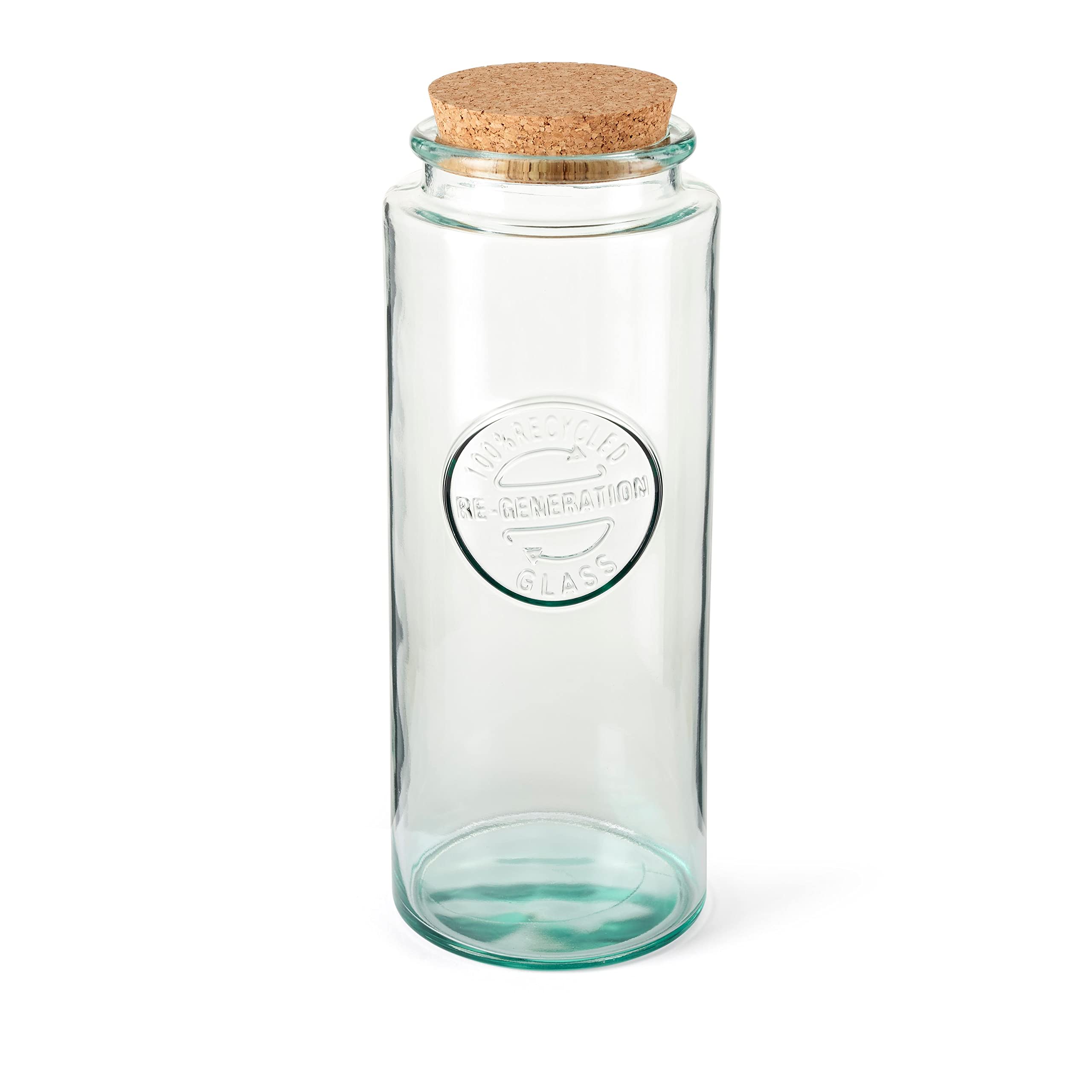 Re-Generation Glassware Tall Jar with Cork Lid, 1.4L, 100% Recycled
