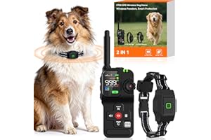 KITPLUS GPS Wireless Dog Fence System - Invisible Fence with Remote Waterproof Electric Dog Training Collar Outdoor for 25-999 Yards Customized Boundary Rechargeable 3 Warning Modes Pet Containment