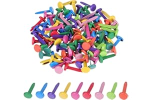 Bewudy 100 Pcs Multicolor Split Pins, Split Pins Round Scrapbooking Brads Mini Brad Fasteners Split-Pin for Paper Craft DIY Stamping Scrapbooking (0.3 x 0.6 Inch)