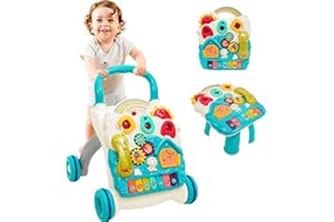 Baby Walker with Wheels 3in1 Kids Sit-to-Stand Baby Push Walker with Wheels Activity Table with Weight Design Entertainment S