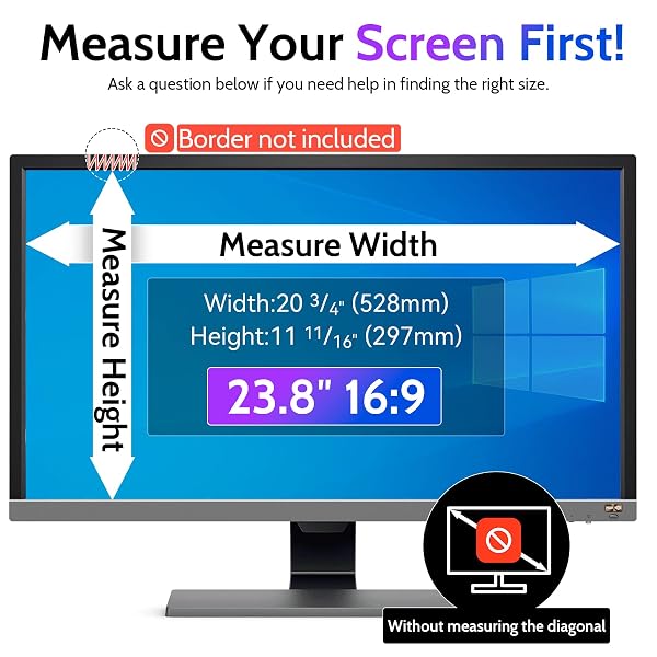PESLV PRIVACY SCREEN FOR COMPUTER MONITOR 23.8 INCH 16:9 ASPECT RATIO, ANTI BLUE LIGHT GLARE REMOVABLE 23.8 IN PRIVACY SCREEN FILTER PROTECTIVE FILM, HD 23.8 INCH PRIVACY SCREEN PROTECTOR FOR MONITOR