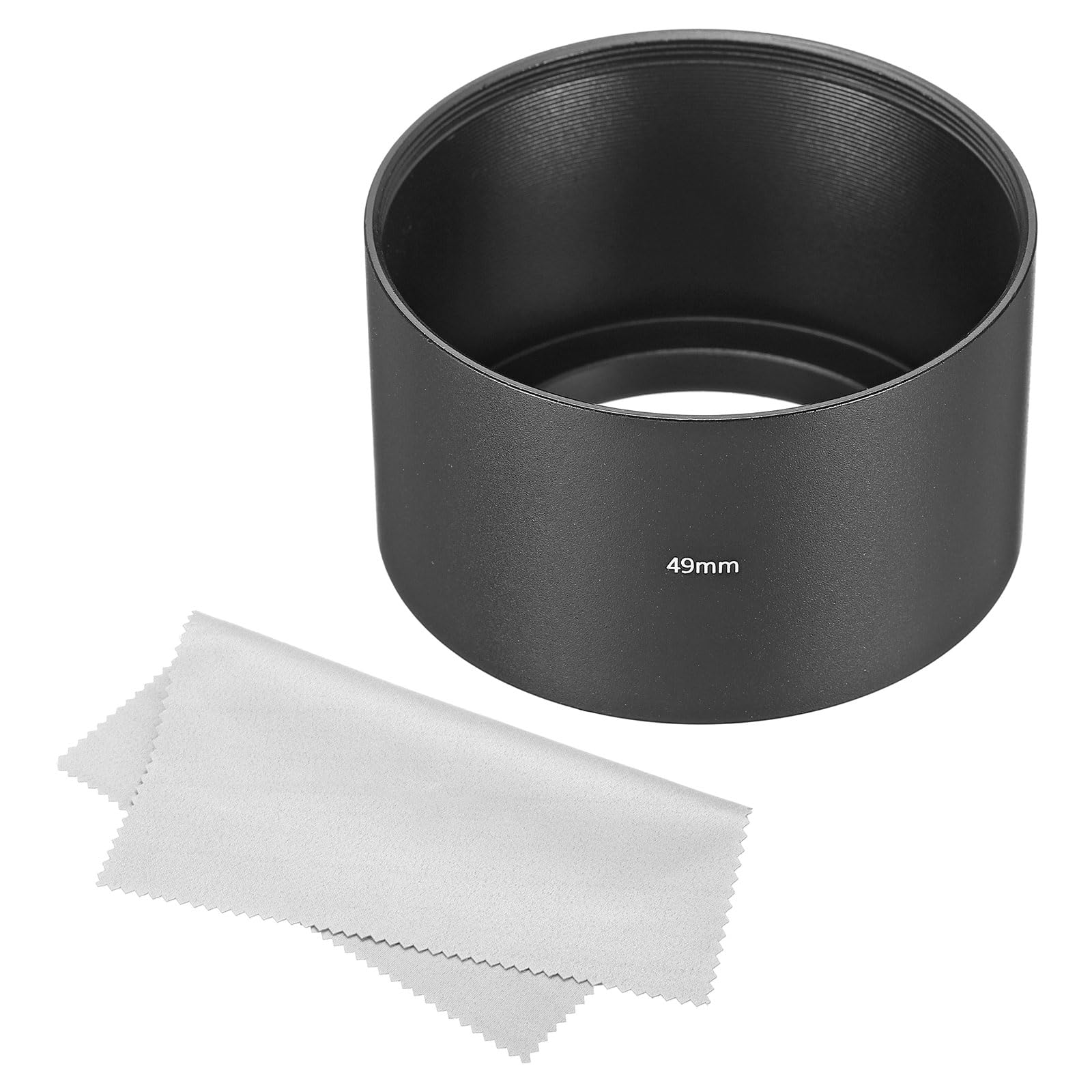 PATIKIL 49mm Lens Hood, Long Focus Frosted Surface Anti-reflective Inside Hood with Cleaning Cloth for Camera Lens, Black for Nikon, for Fujifilm, for Pentax, for Leica