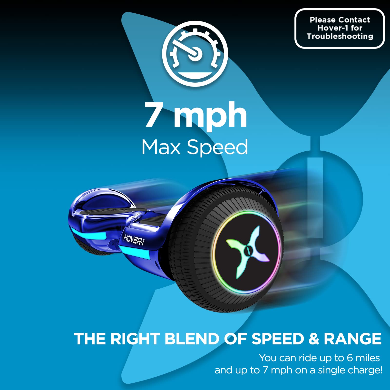 Hover1 AllStar 2.0 Hoverboard 7MPH Top Speed, 7MI Range, Dual 200W